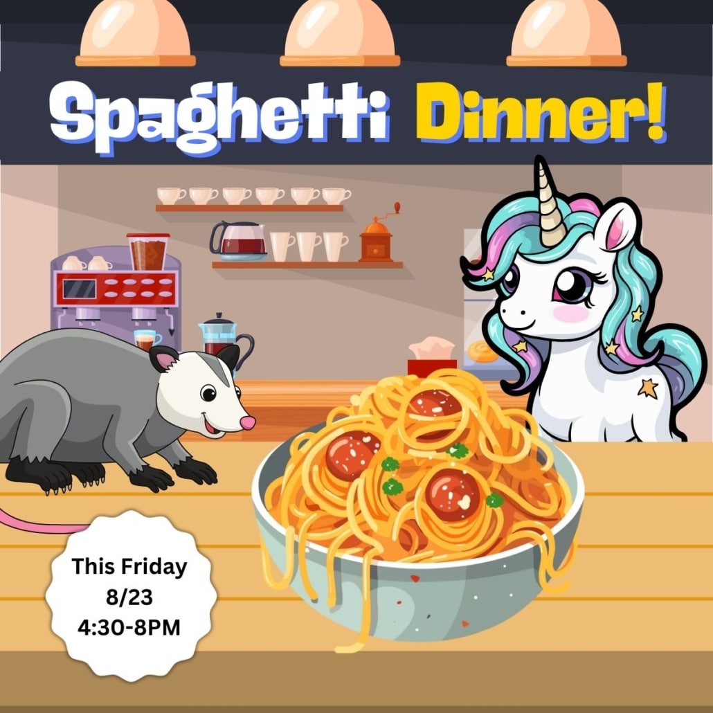 spaghetti dinner banner for the goochland restaurant friday dinner service