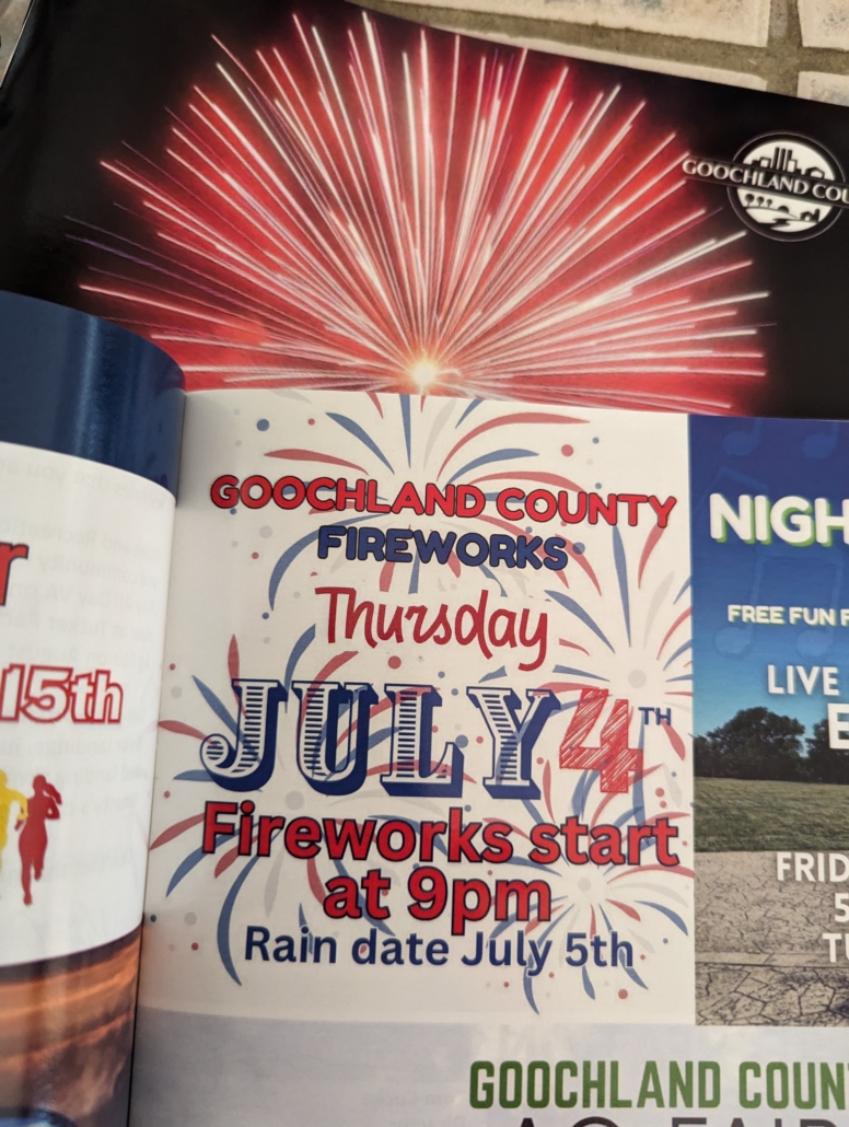 colorful flyer for the july 4th celebrations in goochland county in 2024