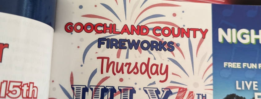 colorful flyer for the july 4th celebrations in goochland county in 2024