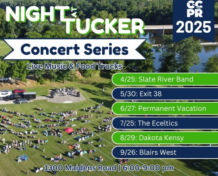night at tucker concert series banner showing upcoming dates