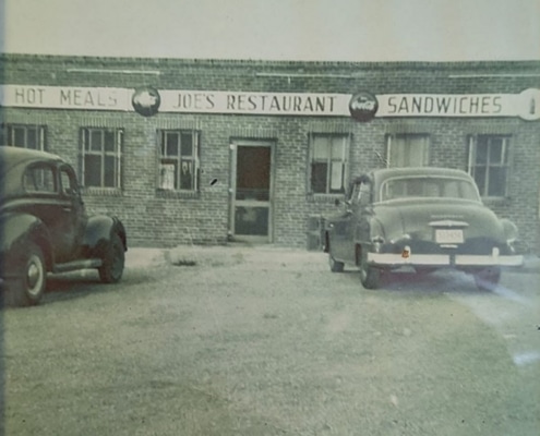 black and white photo of joes restaurant before it became the goochland restaurant
